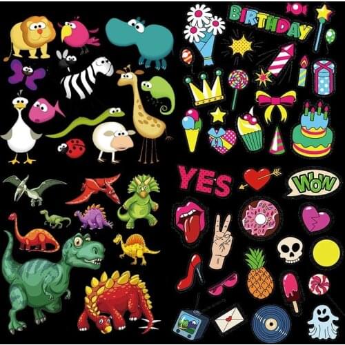 Small animal series Dinosaur Set letter Heat Transfers Iron on Big Set Stickers DIY Patches for Clothing Vinyl T-shirt decorate