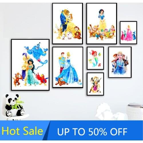 Disney Cartoon Characters Wall Art Canvas Painting Princess Nordic Posters and Prints Home Decoration Pictures Living Room Decor