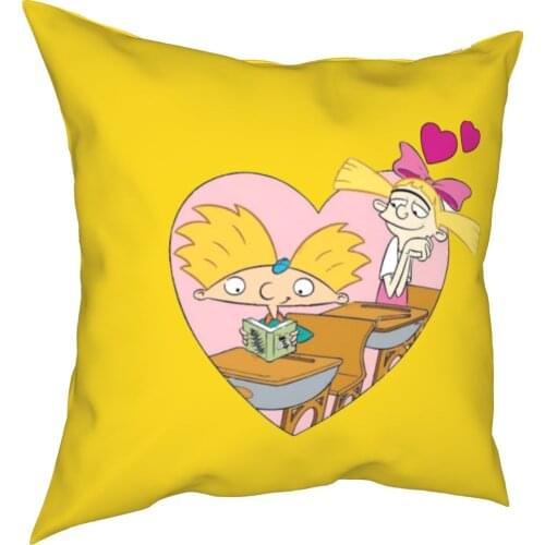 Arnold And Helga Pillow Covers Car Hey Arnold 90s Cartoon Football Head Cushion Cover Creative Pillowcase 40*40cm