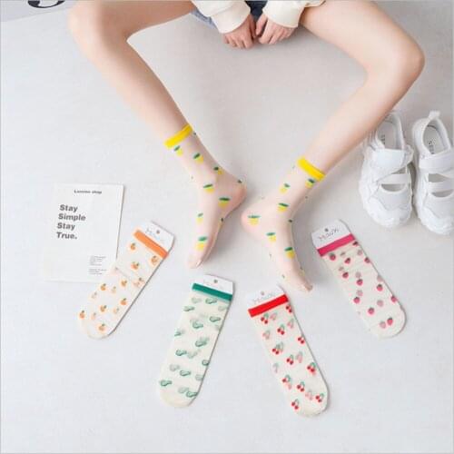 New Socks Women Summer Thin Tube Socks Japanese Socks Ins Trend Fashion Glass Silk Fruit Girl Stockings
