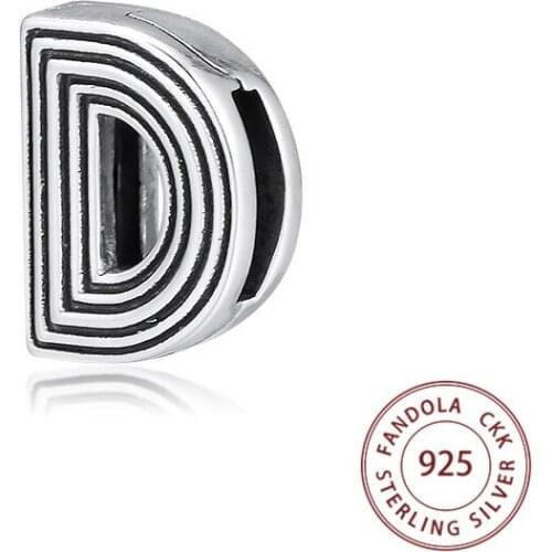 Fits Pandora Bracelet 925 Sterling Silver Reflexions Letter D Clip Bead Charms for Jewelry Making kralen