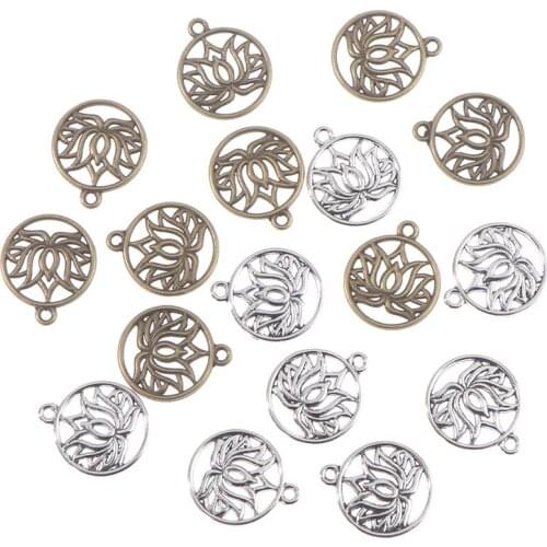 20pcs Charms Yoga Lotus Flower Antique Silver Color Pendants 22x19mm DIY Crafts Making Findings Handmade Tibetan Jewelry