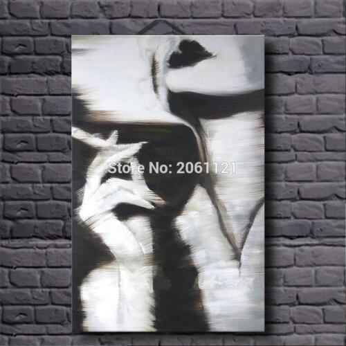 Hand painted high quality abstract art painting portrait balck gray women smoking lady canvas oil picture figure modern wall art