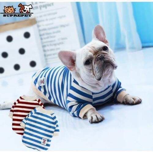 SUPREPET Pet Puppy Clothes Dog Hoodies for French Bulldog Cotton Stripes Pattern Puppy Hoodies for Chihuahua Dog Clothes