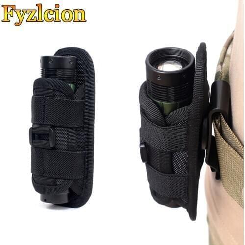 Tactical Molle System Flashlight Holster Belt Carry Case Flashlight Pouch Holster Duty belt Holder w 360 Degree Rotatable Clip