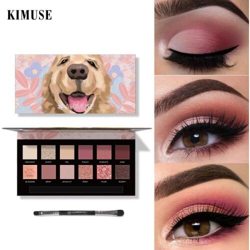 KIMUSE 12 Colors Glitter Eye Shadows Palette Pigment Eyeshadow Loose Powder Eye Makeup Cute Animal Cosmetics Luxury Quality