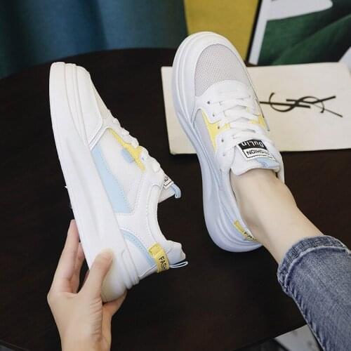 Classics White Shoes Platform Sneakers Women Quality PU Loafers Woman Flats Low-cut Lace-up Fashion Walking Run Increasing