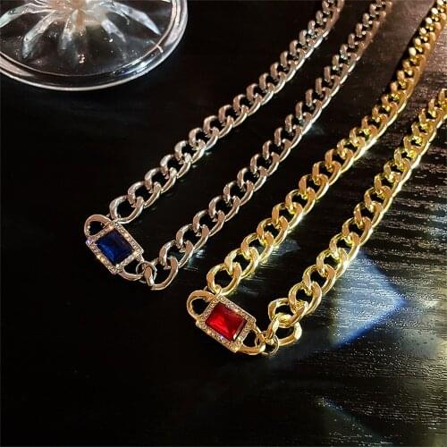 Vintage Necklace Women Necklace Gold Color Necklace Blue Red Cubic Zirconia Trendy Fashion Give Friends Surprise Holiday Gifts