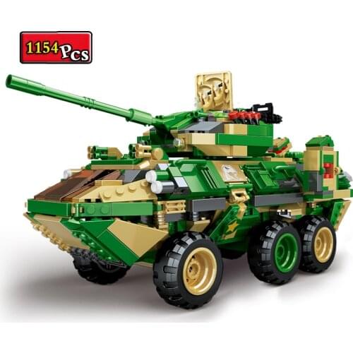WW2 Military Series World War II Wheeled Armored Vehicle Weapon Accessories DIY Model Building Blocks Bricks Toys Gifts