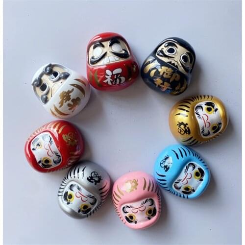 HOVFELER Japanese Ceramic Daruma Doll Refrigerator Magnetic Sticker Lucky Charm Fridge Magnet Home Decoration Gift