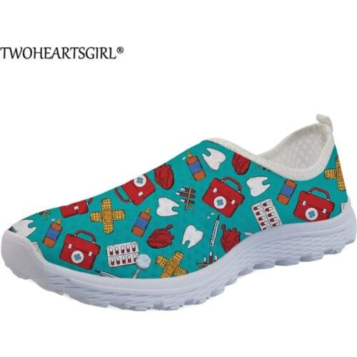 Dental Medical Design Print Womens Shoes Slip On Mesh Sneaker Summer Casual Comfortable Work Shoes Female Footwear Zapatos