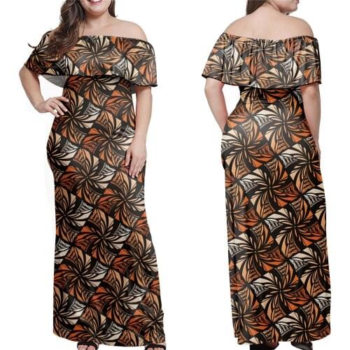 Jackherelook Womens Slim Long Dress Vintage African Floral Brand Design Spring Ladies Off Shoulder Maxi Dresses Vestidos Mujer