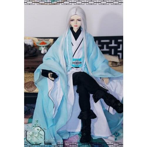 1/4 1/3 Scale BJD Clothes Blue Hanfu Ancient Costume Dress Samurai Outfit For BJD/SD MSD SSDF ID75 Strong Uncle Doll B0214