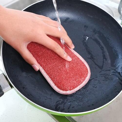 1Pcs Kitchen Cleaning Cloth, Dish Cloth, Bamboo Fiber Double-sided Sponge Dish Cloth Kitchen Cleaning Supplies Kitchen Gadgets