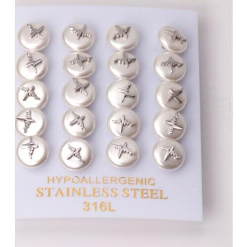 10 Pairs White Pearl Earrings Fashion Jewelry Stainless Steel Womens/Girl Anti-allergy For Party Jewelry Gold Silver Color