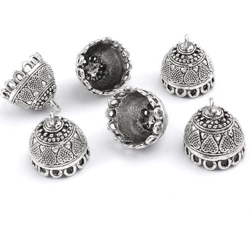 10pcs Tibetan Silver Alloy 16mm Carved Heart Tassels End Caps Beads Pendant For Bracelet Necklace Jewelry Findings Making