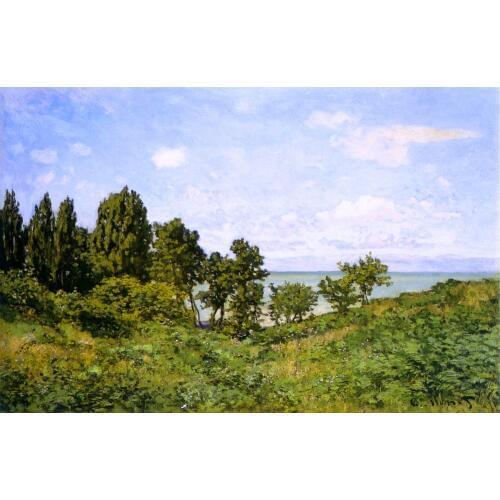 100% handmade landscape oil painting reproduction on linen canvas, landscape oil painting,by-the-sea by claude monet