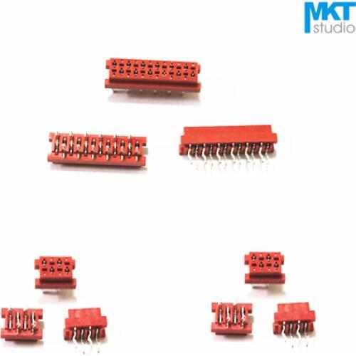 100Pcs Micromatch Through Hole Red 2.54mm Pitch Male IDC Box Header 12P 14P 16P 18P