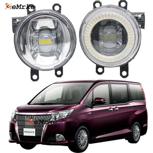 2x Car-Styling LED Angel Eye DRL Daytime Running Lights Cut-Line Lens Fog Lights Lamp for Toyota Esquire 2014 2015 2016 2017