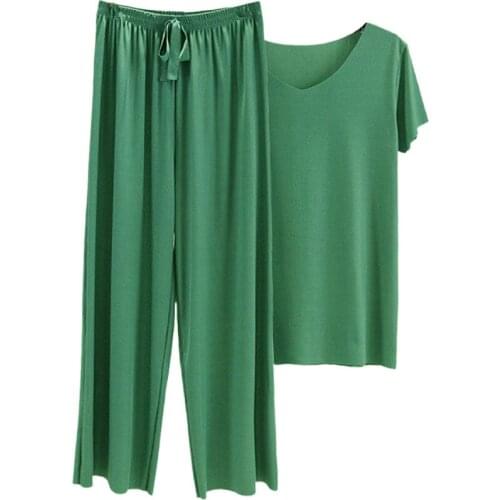 2021 Women The Modal Homewear Female Pajamas Set summer Home Clothes for Women Breathable Modal Ice silk Lounge Wear