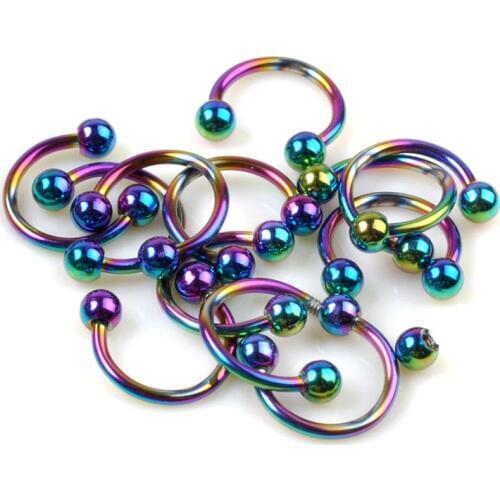 20X Titanium Steel Horseshoe Bars Curved Rings Nose Lip Eyebrow Nipple Circular Piercing Body Jewelry Wholesale Cheap Free