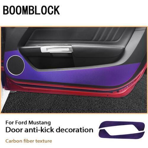 2x Auto Car 3D Door Anti Kick Pad Mat Carbon Stickers For Ford Mustang Stickers Accessories 2018 2017 2016 2015 Scratchproof