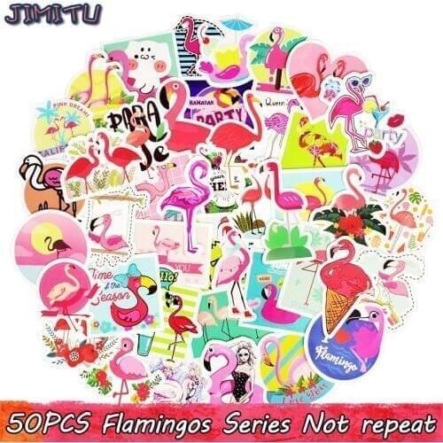 50 PCS Flamingos Sticker Cute Anime Dream Creative Decal Stickers for Children DIY Laptop Suitcase Bike Luggage Guitar Stickers