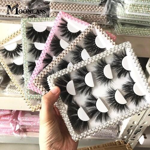 5D 25MM Natural Mink Eyelashes Colorful Luxury Vendor Wispy Fluffy 4 Pairs/Set Dramatic Cruelty-Free False Lashes Wholesale
