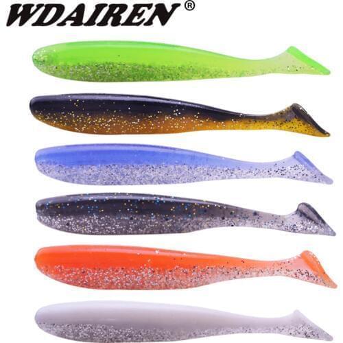 6pcs Jig Wobblers Fishing Lures 80mm 3.5g Double color silicone salt odor Additives Soft Bait Tackle Carp Bass Lure Swimbaits