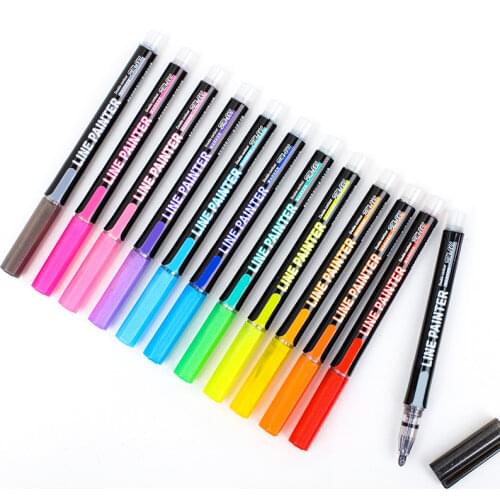 8/12 Pcs/Set Glitter Paint Markers Double Line Color Marker Pen for Drawing/Cards Making/Craft/Posters Waterproof Outline Marker