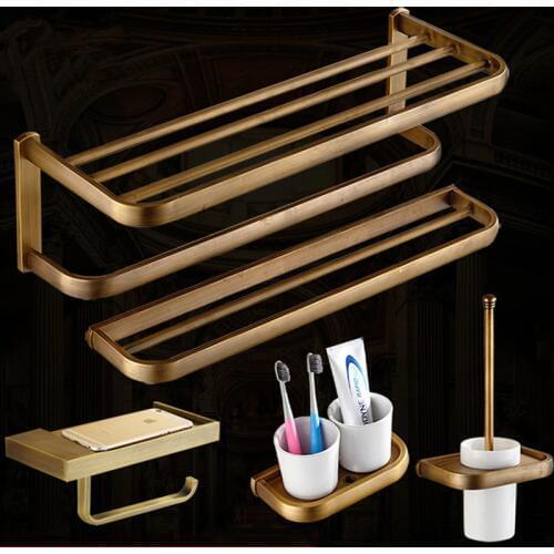 Antique Bronze Brushed Bathroom Products Square Base Solid Brass Bathroom Hardware sets Bathroom Accessories Decoration re12