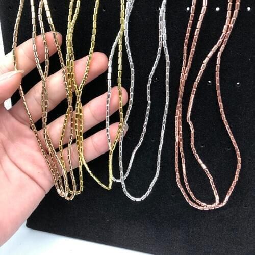 WLYeeS 4x2mm Cylinder Hematite beads Long tube Natural Stone Spacer Loose beads for Charms Jewelry Bracelet Making Findings 15