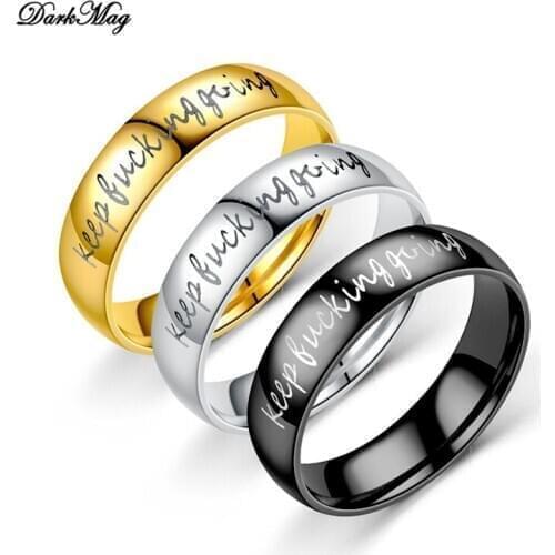 DarkMag Beatiful Personality Keep Going Black Ring 3 Colors Stainless Steel Ring Women Men Jewlry Unisex Love Ring anillos mujer