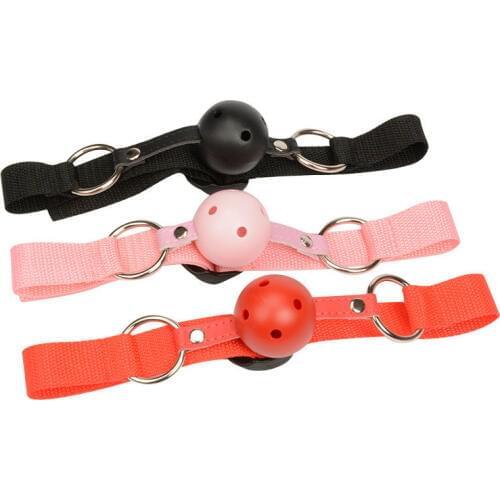 Breathable Ball Mouth Gag Sex Bondage Restraints Black red Mouth Plug Oral Fixation Gag Sex Toys For Couple BDSM Adult Games