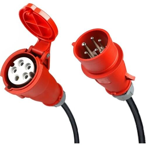 EV Charger Type 2 16A 3phase 11kw Adaptor CEE Red to Schuko With 1m Cable For Electric Car Charging EVSE