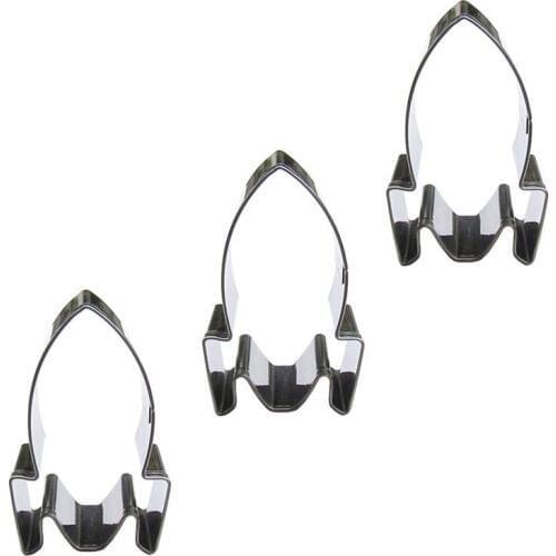 Small rocket shape 3 piece cookie cutting molds, baking tools, cake decorating soft candy tools