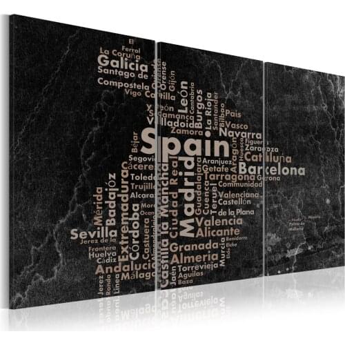 Picture-Map of Spain on the blackboard - triptich - 120x60 cm