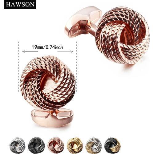 HAWSON Multi-Color Metal Knot Cufflinks Trendy Twist Cuff Links High Quality Buttons Business Wedding Dress Accessories