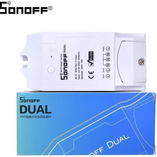 ITEAD SONOFF Dual WIFI Smart Switch 2 Channels Works with Amazon Alexa and Google Home Nest Universal Wireless Remote Control