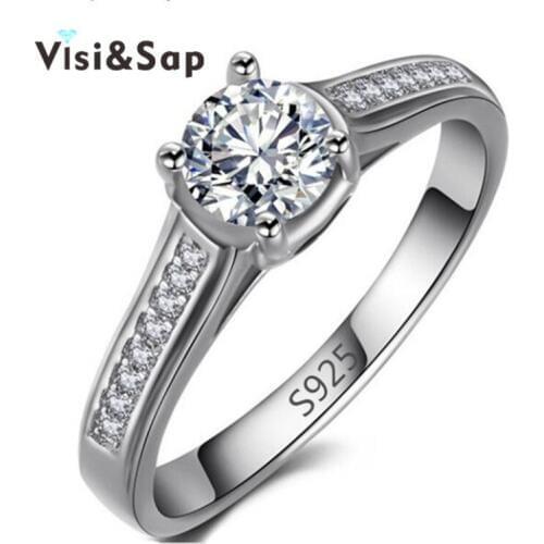 Eleple Rings For women Wedding anel anillos de compromiso white gold color rings cubic zirconia Bijoux fashion jewelry VSR004