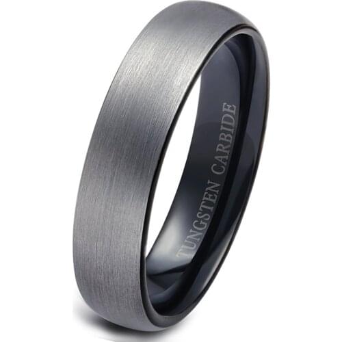 Fashion 6MM Black Matte Finish Tungsten Carbide Ring for Men Women Domed Engagement Ring Mens Wedding Band Size 7-14
