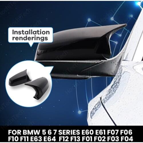 Glossy black car side Horn Rearview Mirror Cover Caps Carbon Fiber Pattern For BMW 5 6 7 series F12 F13 F01 F02 F03 F04