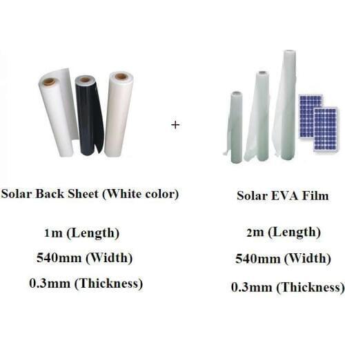 Solar panel backsheet 0.54m x 1m white color + Solar EVA Film 0.54mm x 2m for solar cell panel encapsulation