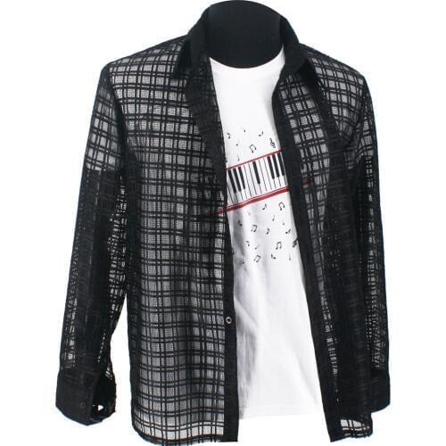 MJ MICHAEL JACKSON Lace Black Cool You Are Not Alone MTV Concert In Kuala Lumpur Black Shirt