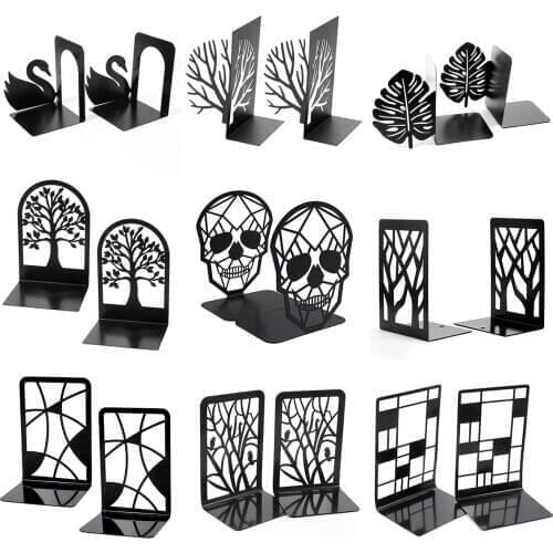 2PCS/Pair Creative Tree Shaped Metal Bookend Book Support Stand Desk Decoration Storage Shelf 10 Designs Non-Slip Book Rack