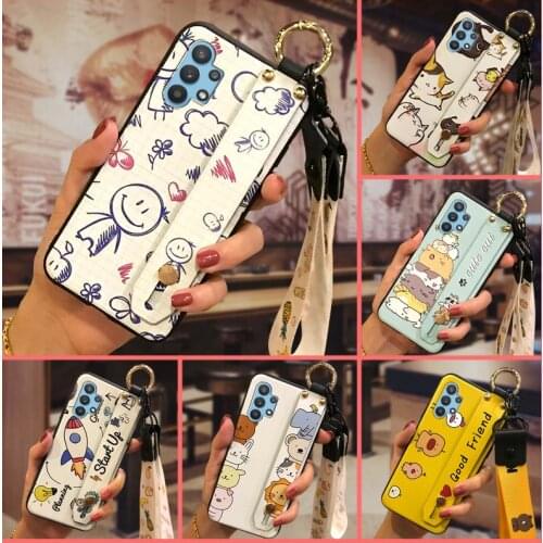 Cute Shockproof Phone Case For Samsung Galaxy A32 4G/A32 LTE/SM-A325F Anti-dust Wrist Strap New Silicone