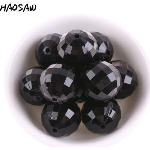 Fashion Beads Jewelry 100Pcs 20MM Black Solid Color Acrylic Disco Beads Classic Jewelry Material KQWB-517723