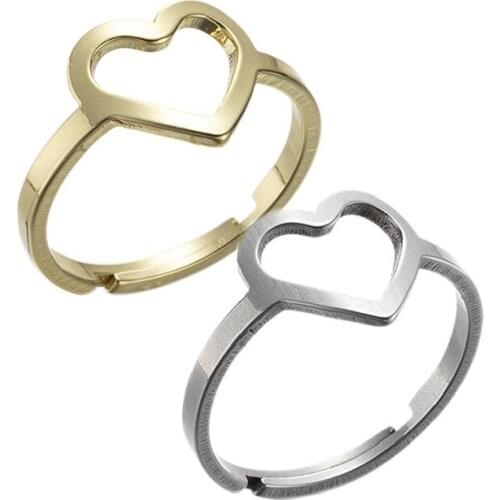 Fashion Gold Silver Color Heart Shaped Wedding Rings for Women Female Statement Engagement Party Jewelry Dropshipping