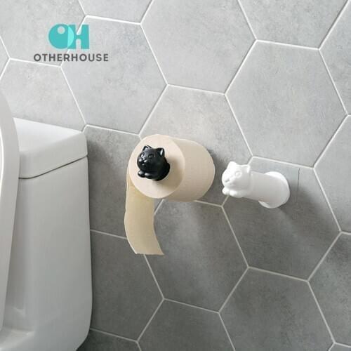 Cartoon Wall Mounted Toilet Paper Holder Bathroom Paper Towel Holder Roll Paper Tissue Hanging Rack Shelf Hook Bath Accessories