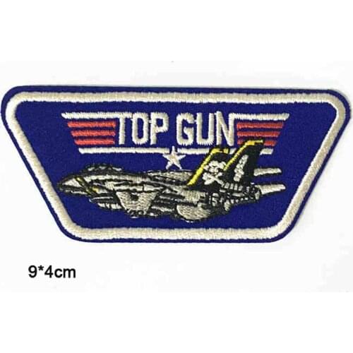 Top Gun Fighter Warplane Iron On Patches Embroidered Clothes Patch For Clothing Clothes Stickers Garment Apparel Accessories